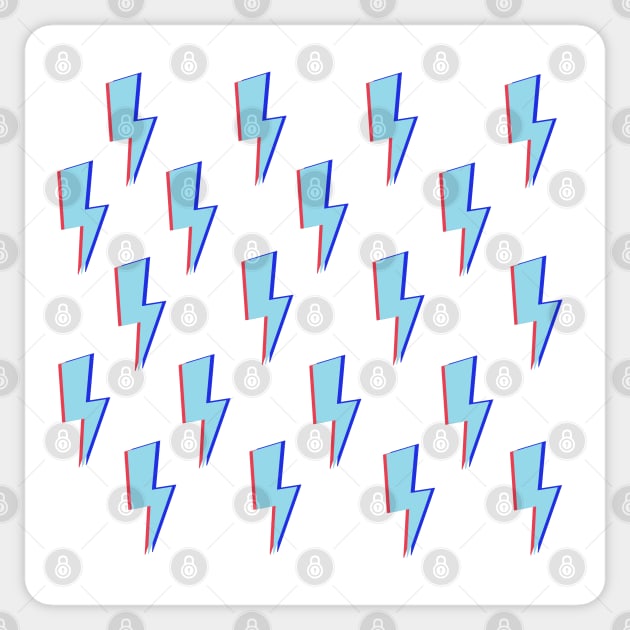 Glitchy Lightning- Blue on White Sticker by Vanta Arts